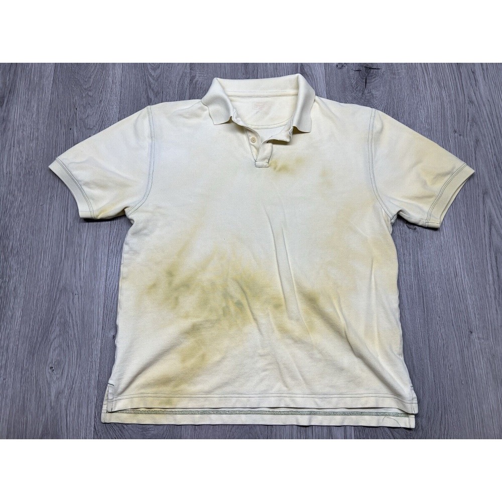 Pastel Yellow Faded Polo Shirt Preppy Sports Casual Golf Top Pendleton Mens Sz M